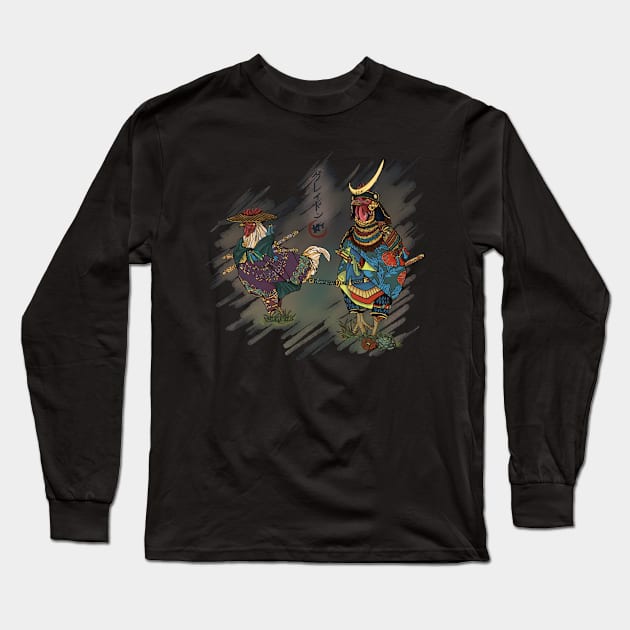 Niwatori Samurai Long Sleeve T-Shirt by Greydn